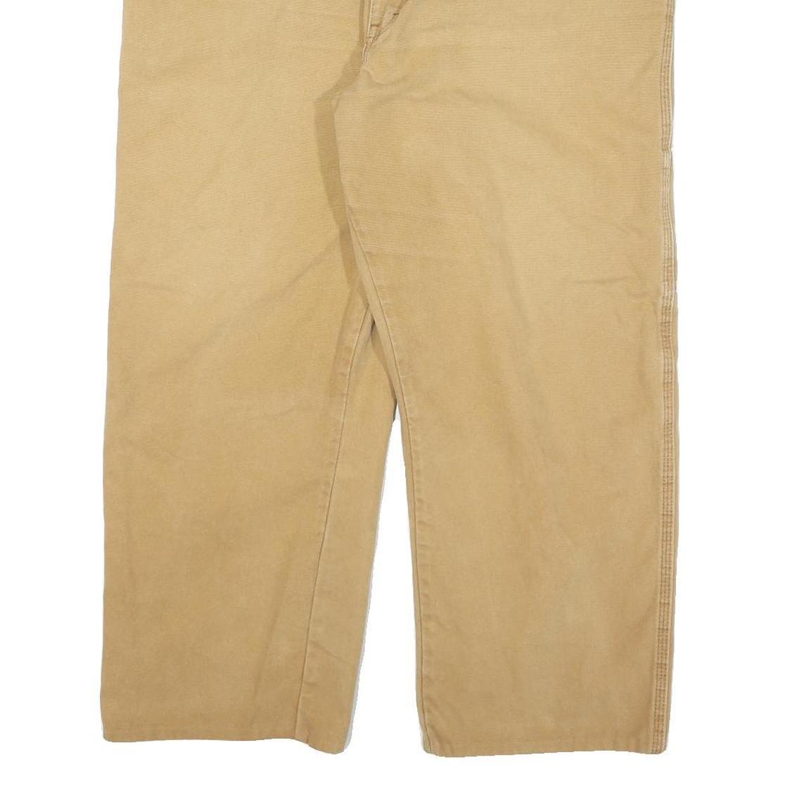 DICKIES Mens Cotton Blend Beige Relaxed Straight Trousers W40 L25 Workwear Zip
