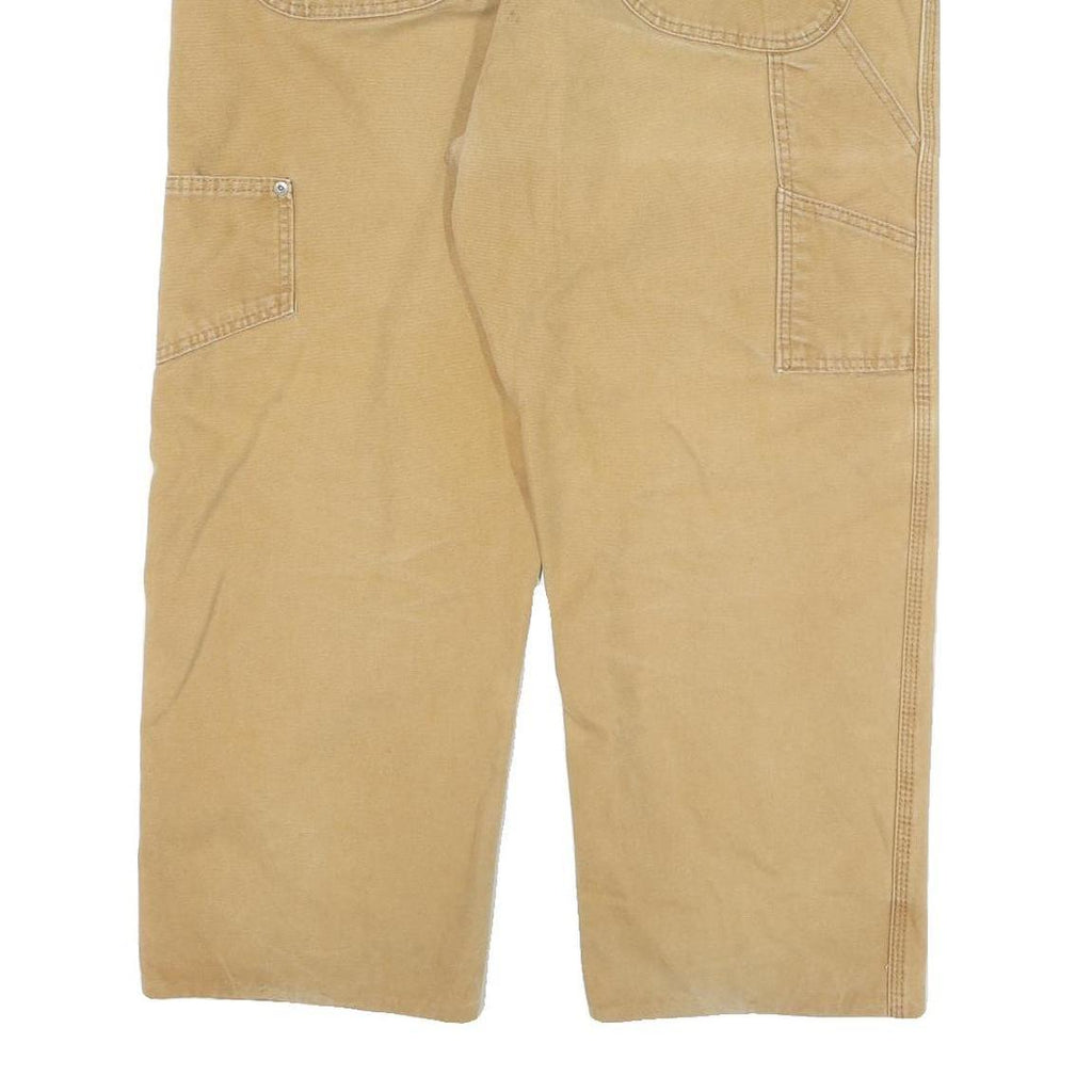 DICKIES Mens Cotton Blend Beige Relaxed Straight Trousers W40 L25 Workwear Zip