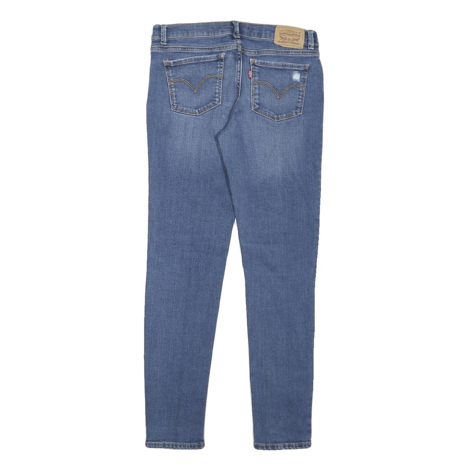 LEVI'S Womens Blue Regular Skinny Denim Medium W28 L27 Distressed Jeans