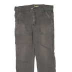 CARHARTT Mens Regular Cotton Blend Grey Trousers W36 L32 Workwear Zip Closure