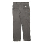 CARHARTT Mens Regular Cotton Blend Grey Trousers W36 L32 Workwear Zip Closure