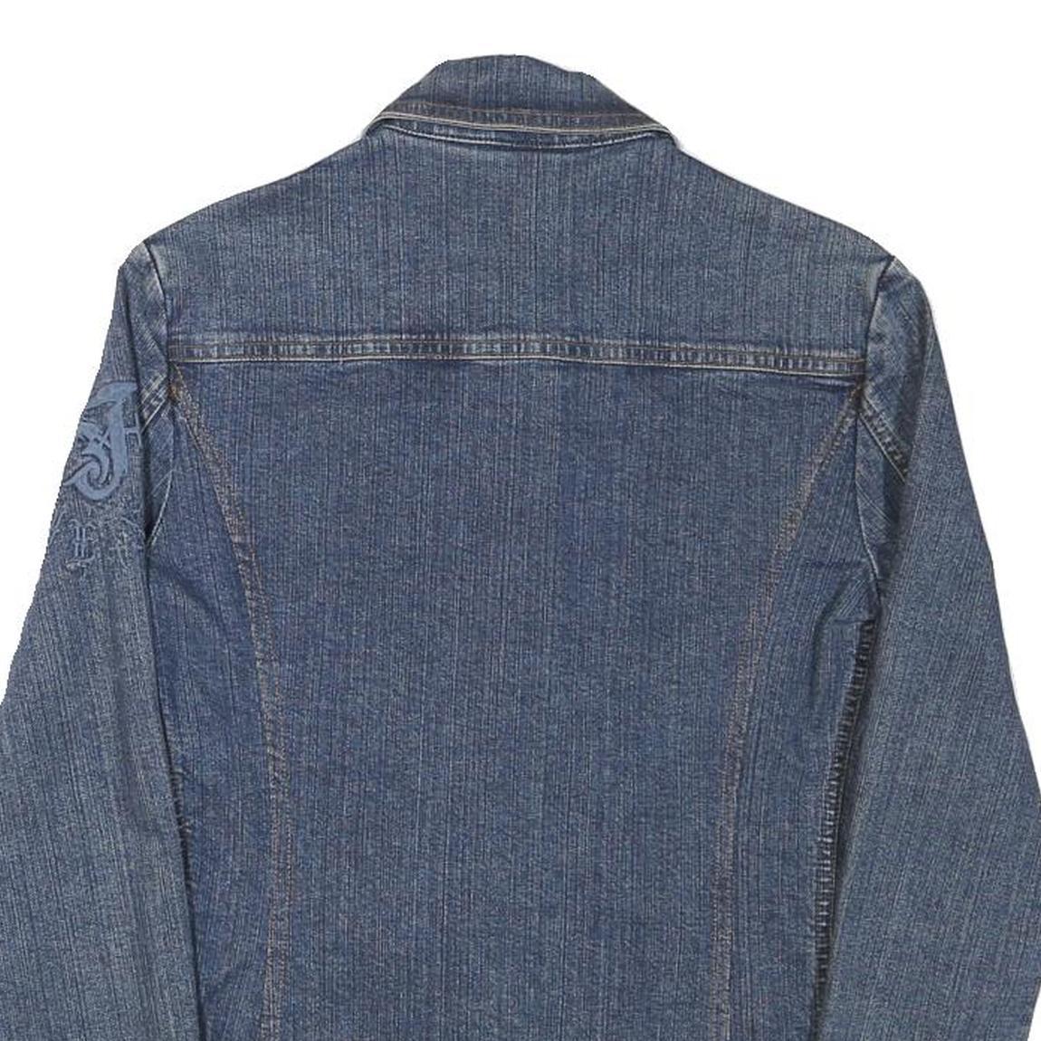 FERRE Womens Blue Denim Jacket M Cotton Blend Button Closure Plain Stylish