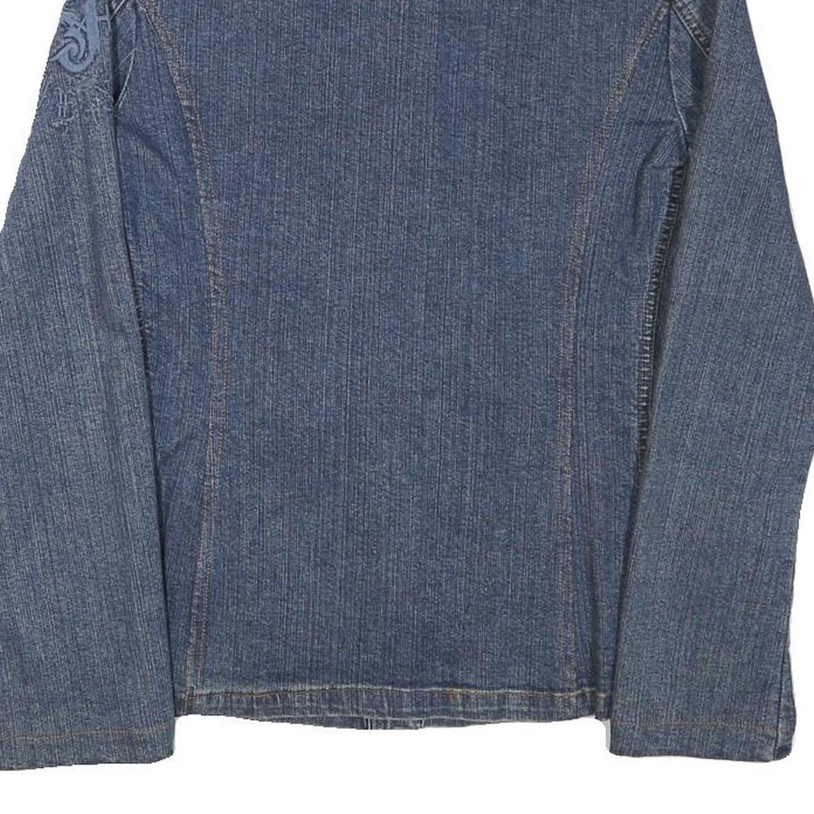 FERRE Womens Blue Denim Jacket M Cotton Blend Button Closure Plain Stylish