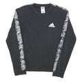ADIDAS Mens Black & Grey Cotton Blend Crew Neck Sweatshirt S Sportswear Logo