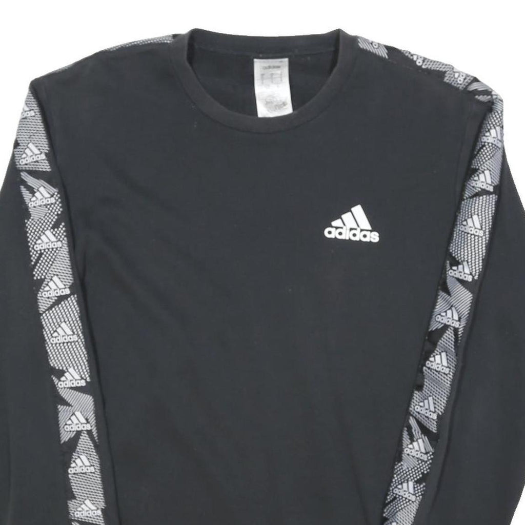 ADIDAS Mens Black & Grey Cotton Blend Crew Neck Sweatshirt S Sportswear Logo
