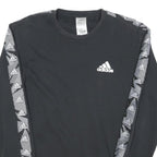 ADIDAS Mens Black & Grey Cotton Blend Crew Neck Sweatshirt S Sportswear Logo