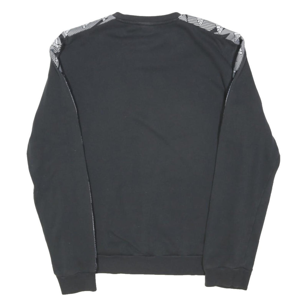 ADIDAS Mens Black & Grey Cotton Blend Crew Neck Sweatshirt S Sportswear Logo