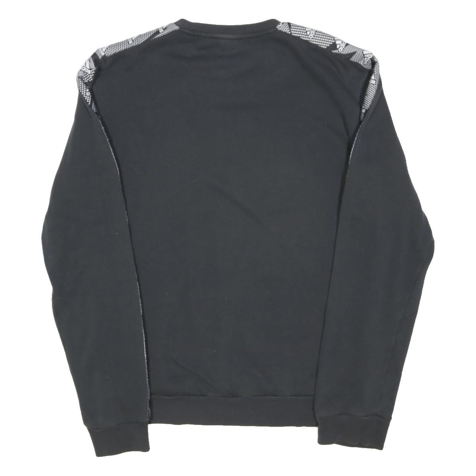ADIDAS Mens Black & Grey Cotton Blend Crew Neck Sweatshirt S Sportswear Logo
