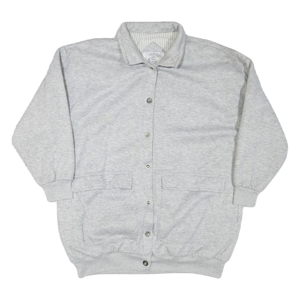 CURRENT SEEN Womens Grey Casual Button Cotton Blend Jacket L Plain Comfortable