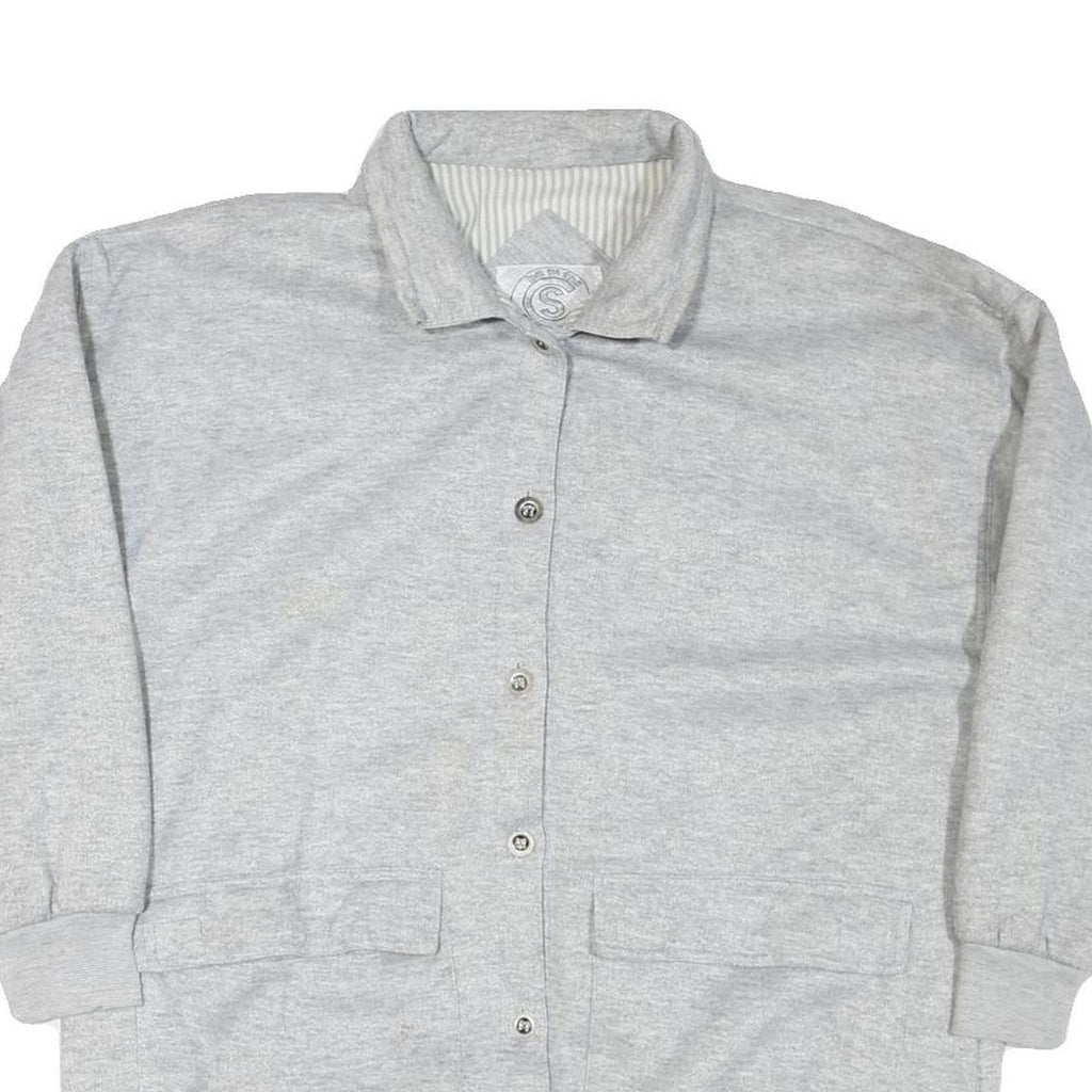 CURRENT SEEN Womens Grey Casual Button Cotton Blend Jacket L Plain Comfortable