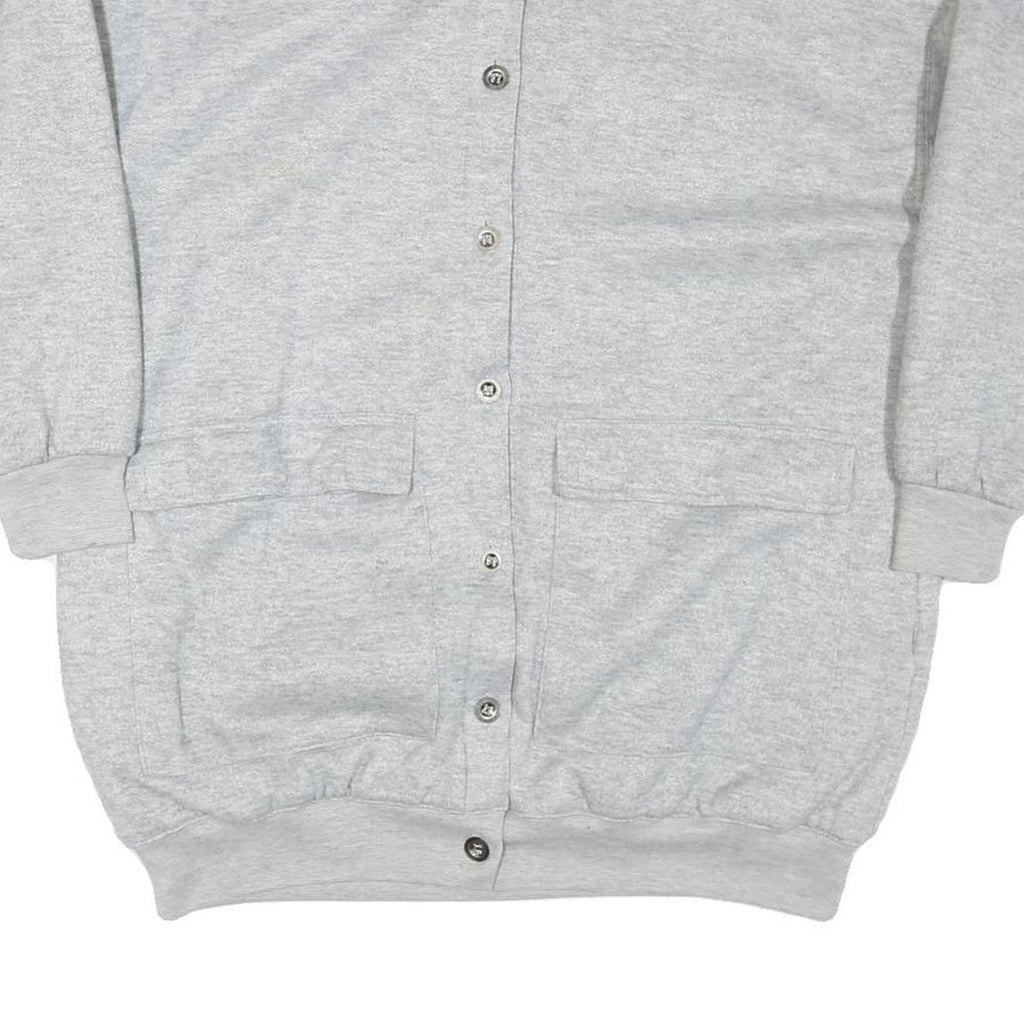 CURRENT SEEN Womens Grey Casual Button Cotton Blend Jacket L Plain Comfortable