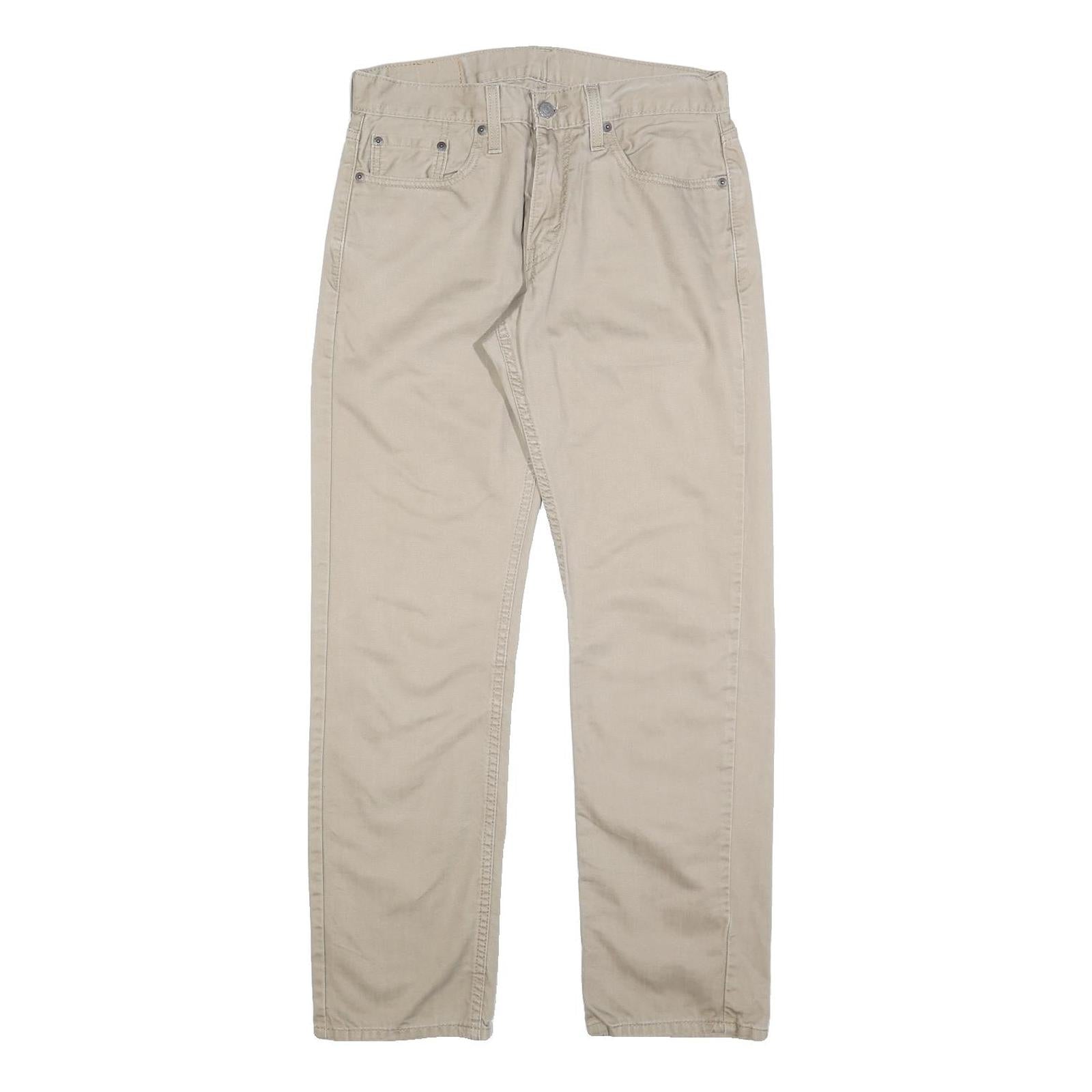 LEVI'S Mens Regular Beige Cotton Blend Trousers W30 L32 Classic Zip 5-Pocket