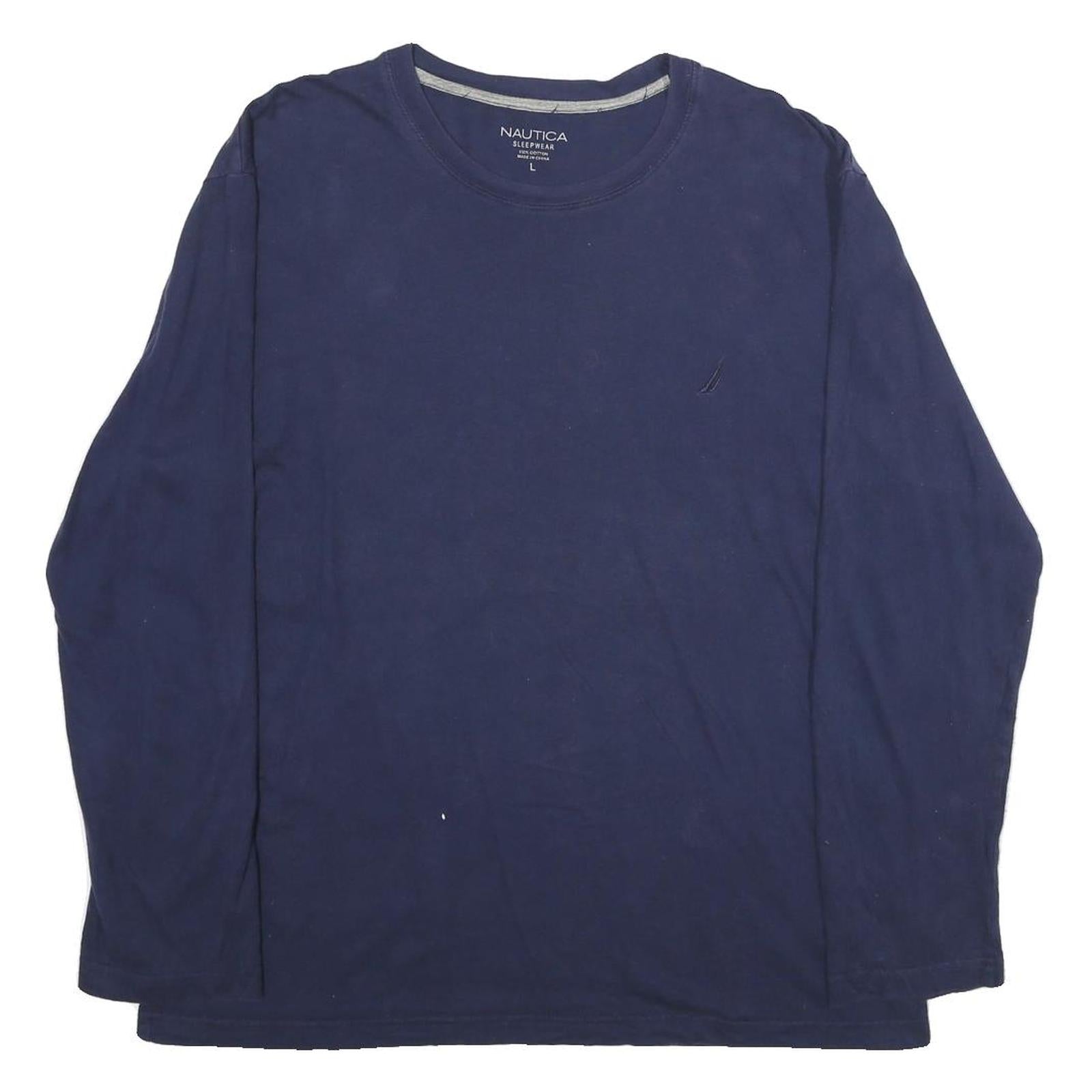 NAUTICA Mens Blue Long Sleeve Crew Neck T-Shirt L Classic Cotton Casual