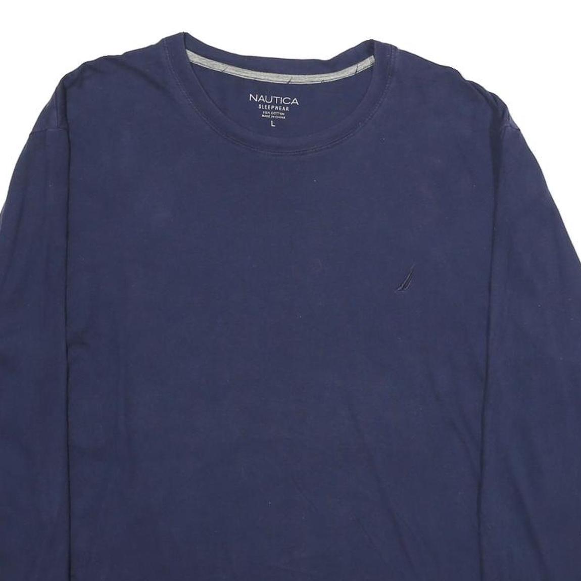 NAUTICA Mens Blue Long Sleeve Crew Neck T-Shirt L Classic Cotton Casual