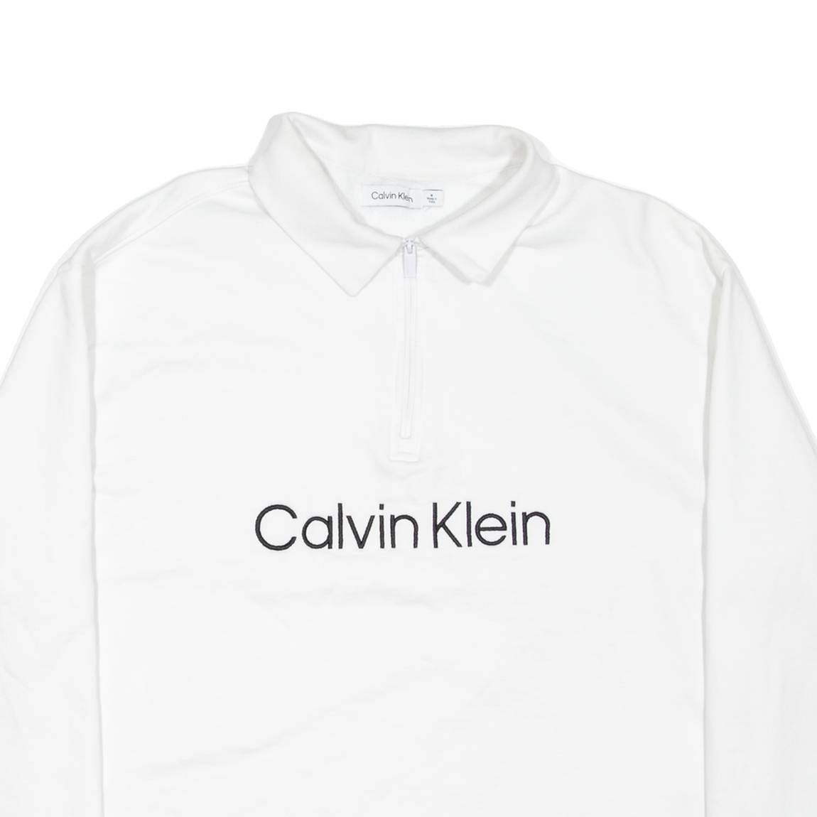 CALVIN KLEIN Mens Jumper White 1/4 Zip M