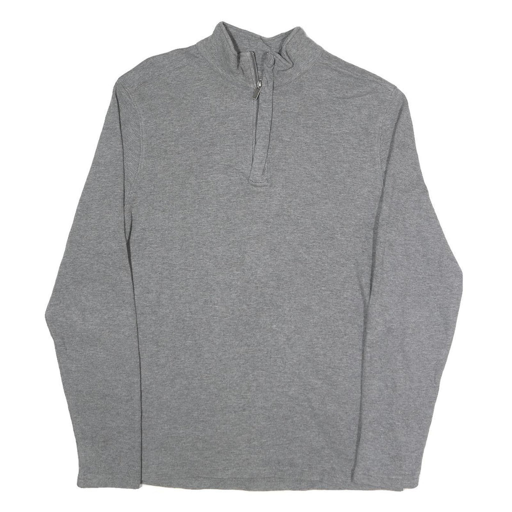 MICHAEL KORS Mens Grey 1/4 Zip Sweatshirt L Polyester Blend Pullover Casual