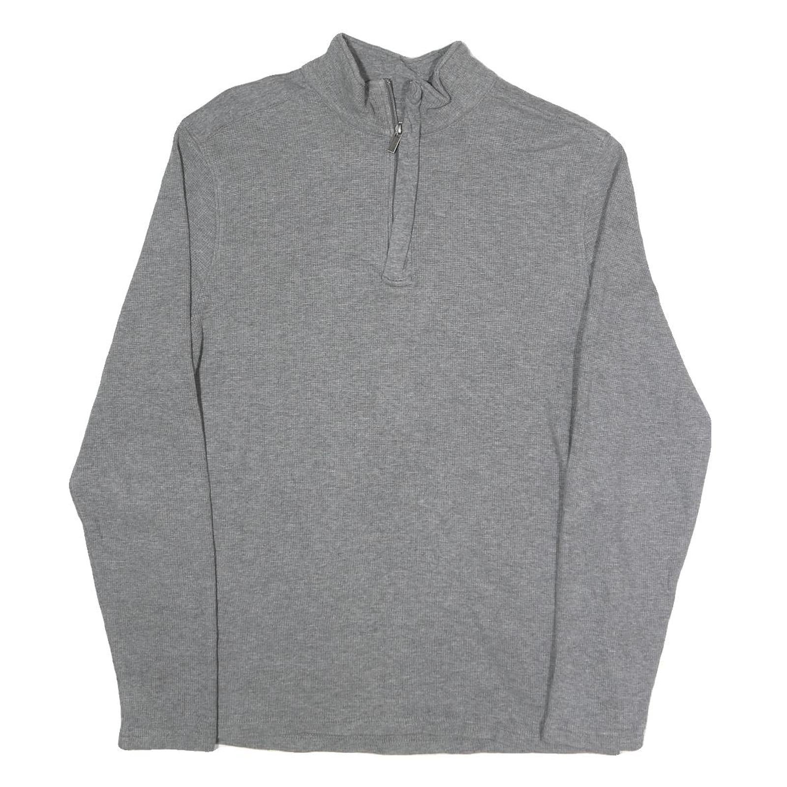 MICHAEL KORS Mens Grey 1/4 Zip Sweatshirt L Polyester Blend Pullover Casual