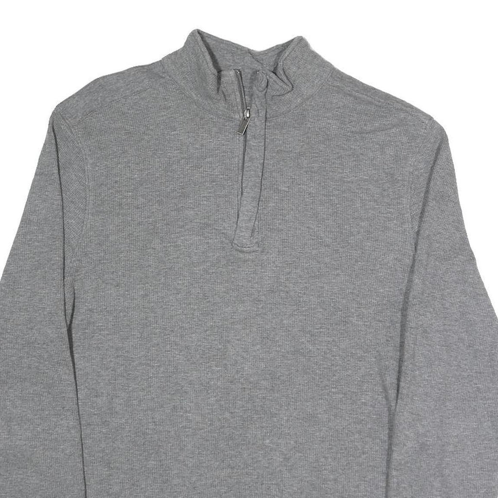 MICHAEL KORS Mens Grey 1/4 Zip Sweatshirt L Polyester Blend Pullover Casual