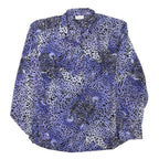 SERGIO DI LAURENTI Womens Blue Black Printed Shirt Long Sleeve Collared L