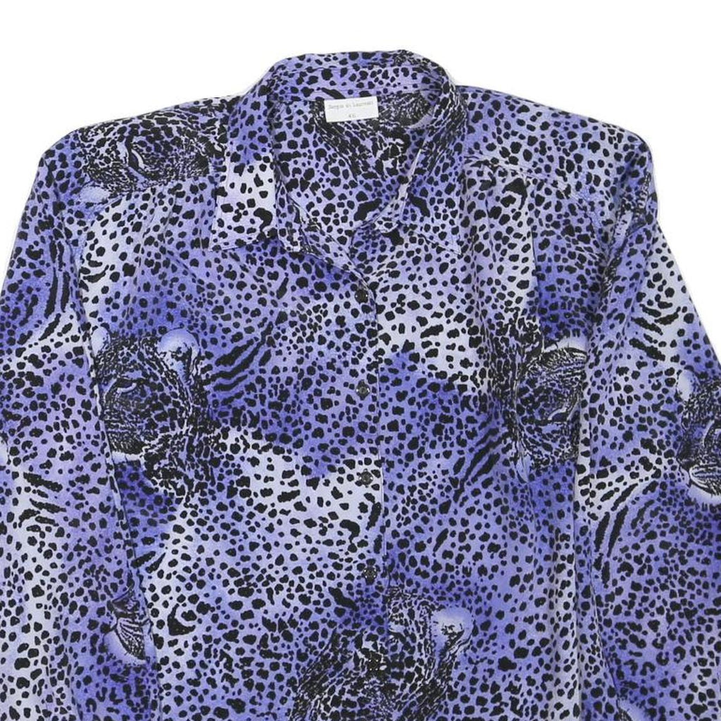 SERGIO DI LAURENTI Womens Blue Black Printed Shirt Long Sleeve Collared L