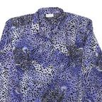 SERGIO DI LAURENTI Womens Blue Black Printed Shirt Long Sleeve Collared L