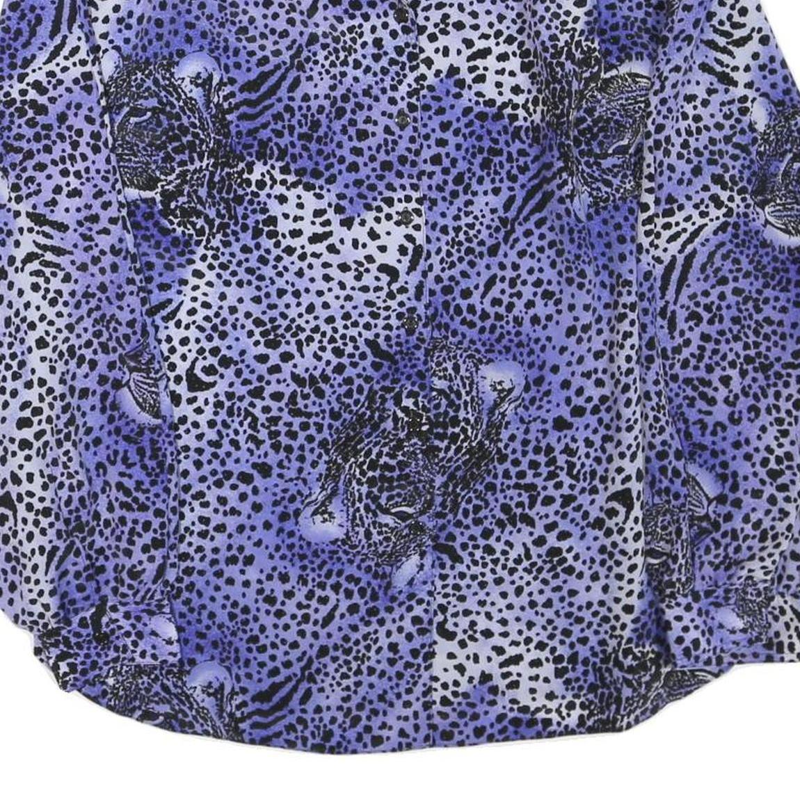 SERGIO DI LAURENTI Womens Blue Black Printed Shirt Long Sleeve Collared L