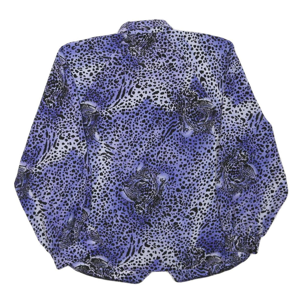 SERGIO DI LAURENTI Womens Blue Black Printed Shirt Long Sleeve Collared L