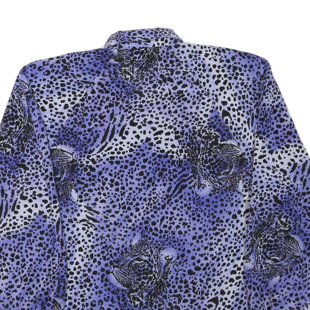 SERGIO DI LAURENTI Womens Blue Black Printed Shirt Long Sleeve Collared L