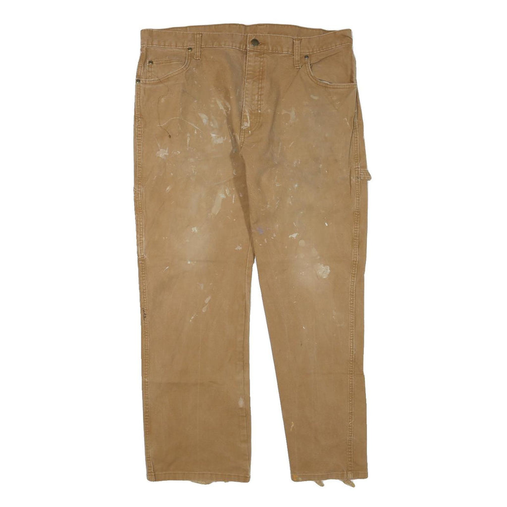 DICKIES Mens Jeans Beige Regular Straight Denim W38 L30 Workwear Durable Zip