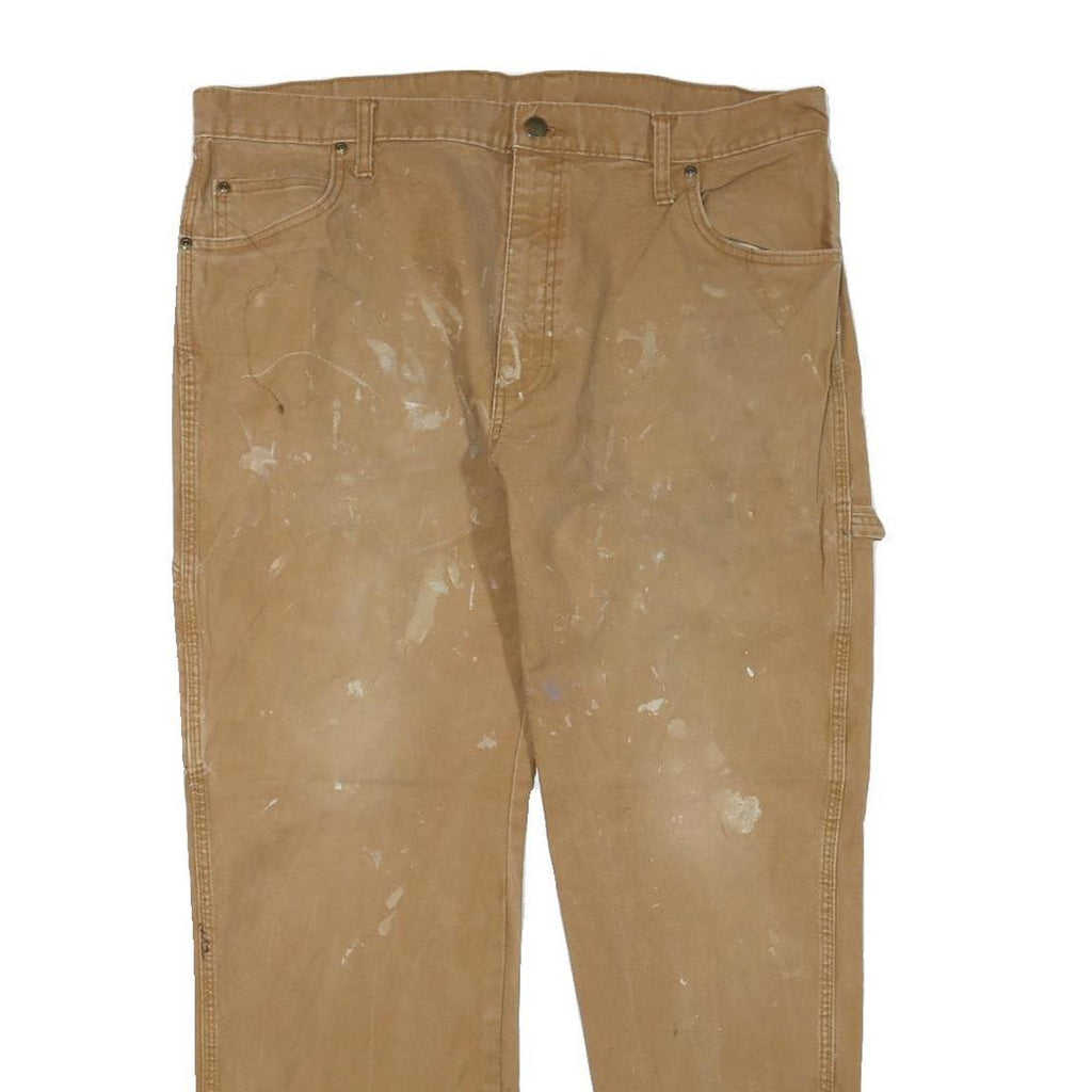 DICKIES Mens Jeans Beige Regular Straight Denim W38 L30 Workwear Durable Zip