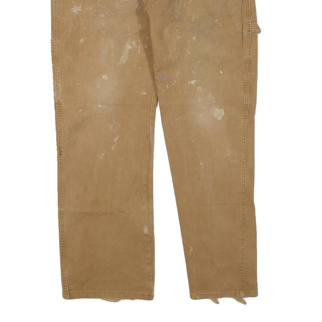 DICKIES Mens Jeans Beige Regular Straight Denim W38 L30 Workwear Durable Zip