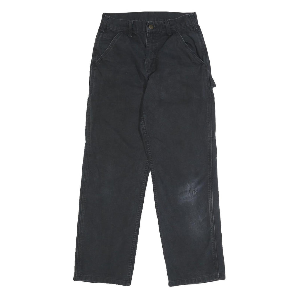 CARHARTT Mens Cotton Relaxed Straight Black Trousers W28 L27 Workwear Zip