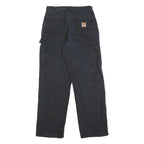 CARHARTT Mens Cotton Relaxed Straight Black Trousers W28 L27 Workwear Zip