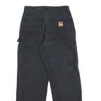 CARHARTT Mens Cotton Relaxed Straight Black Trousers W28 L27 Workwear Zip