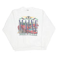 ONEITA Mens White Maine Down East Crew Neck L Cotton Blend Sweatshirt