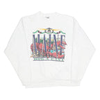 ONEITA Mens White Maine Down East Crew Neck L Cotton Blend Sweatshirt