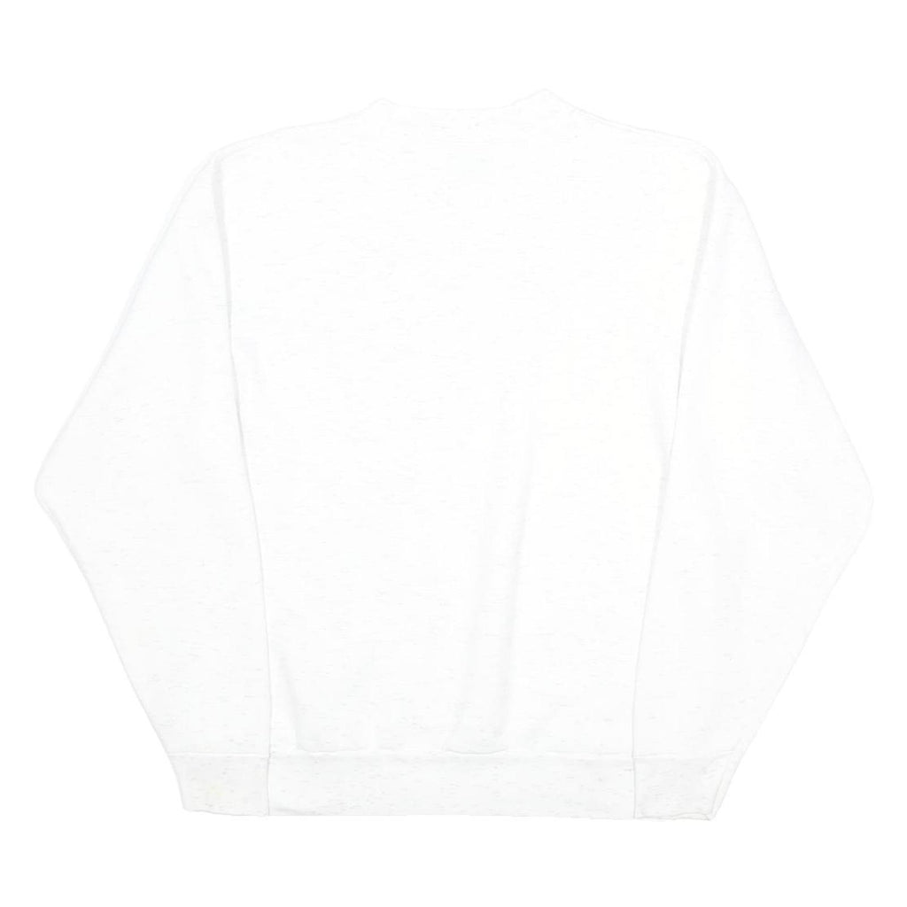 ONEITA Mens White Maine Down East Crew Neck L Cotton Blend Sweatshirt