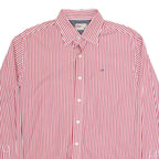 HILFIGER DENIM Mens Shirt Red Pinstripe Long Sleeve L