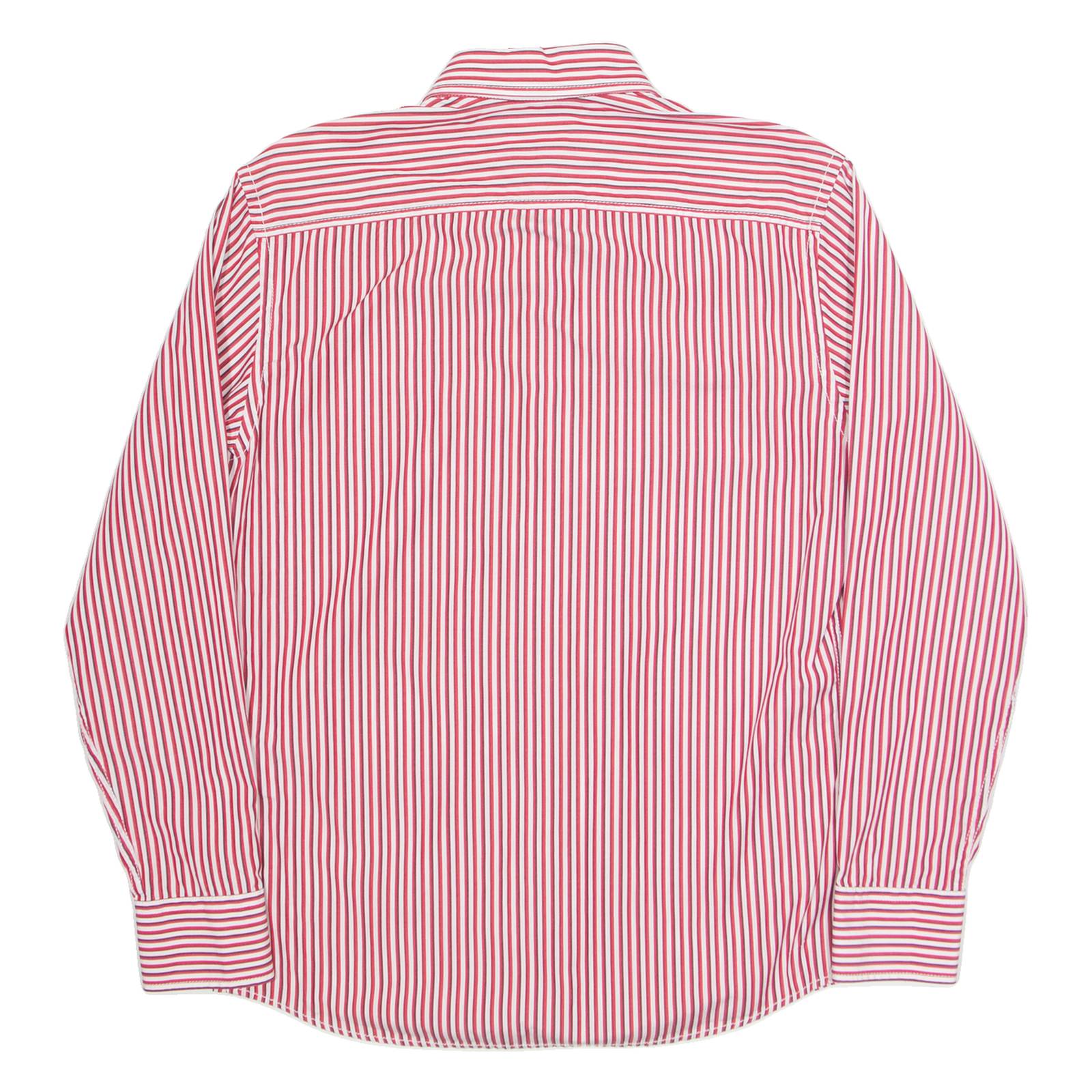 HILFIGER DENIM Mens Shirt Red Pinstripe Long Sleeve L