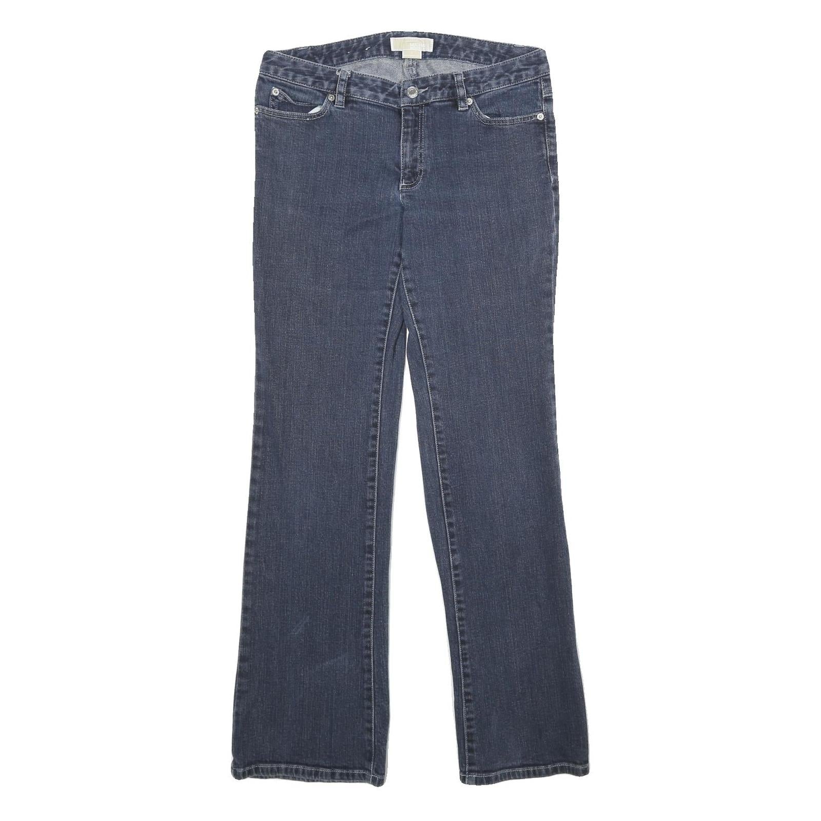 MICHAEL KORS Womens Blue Regular Flared Denim Medium W32 L32 Stylish Zip Jeans