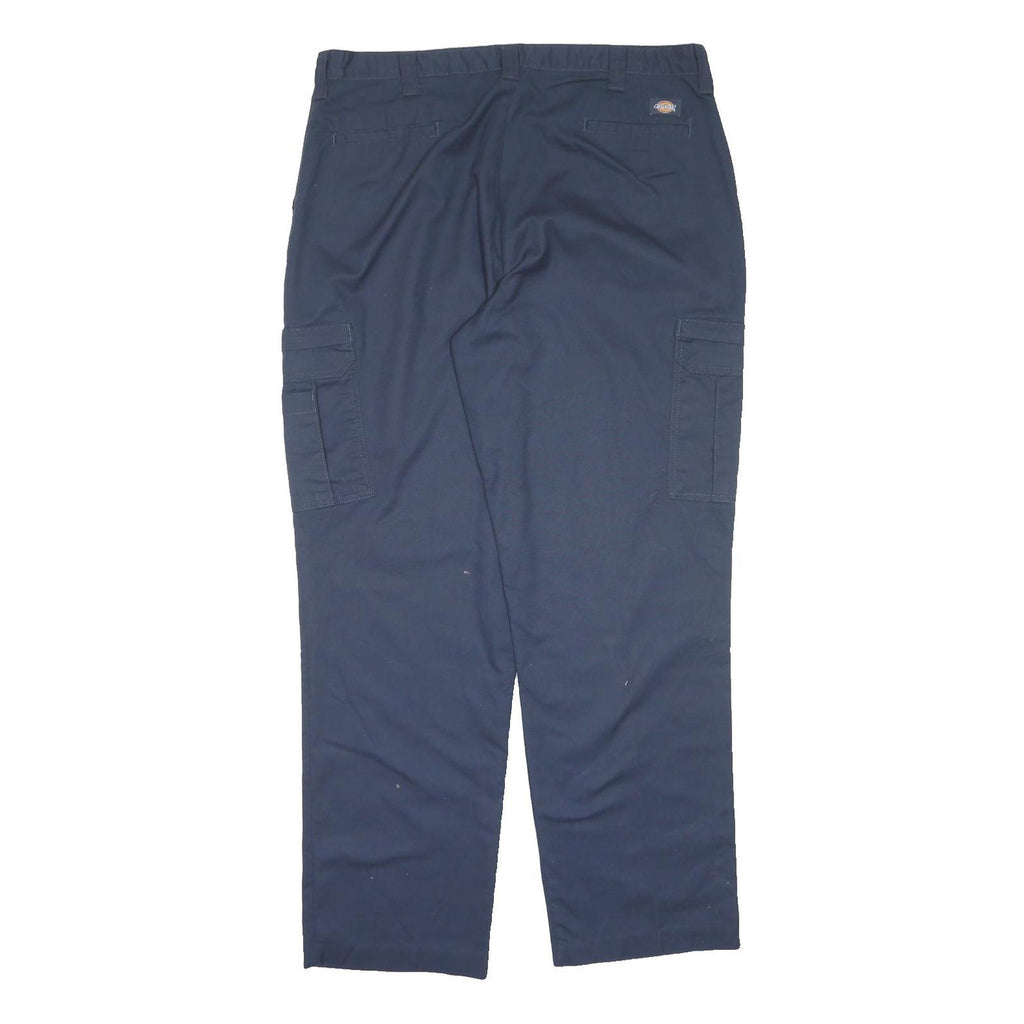 DICKIES Mens Polyester Blend Navy Regular Fit Straight Leg Trousers W40 L34