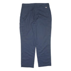 DICKIES Mens Polyester Blend Navy Regular Fit Straight Leg Trousers W40 L34