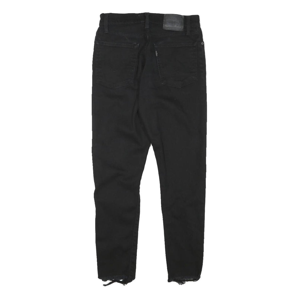 LEVI'S Womens Slim Black Skinny Denim Raw Hem W27 L25 Distressed Jeans
