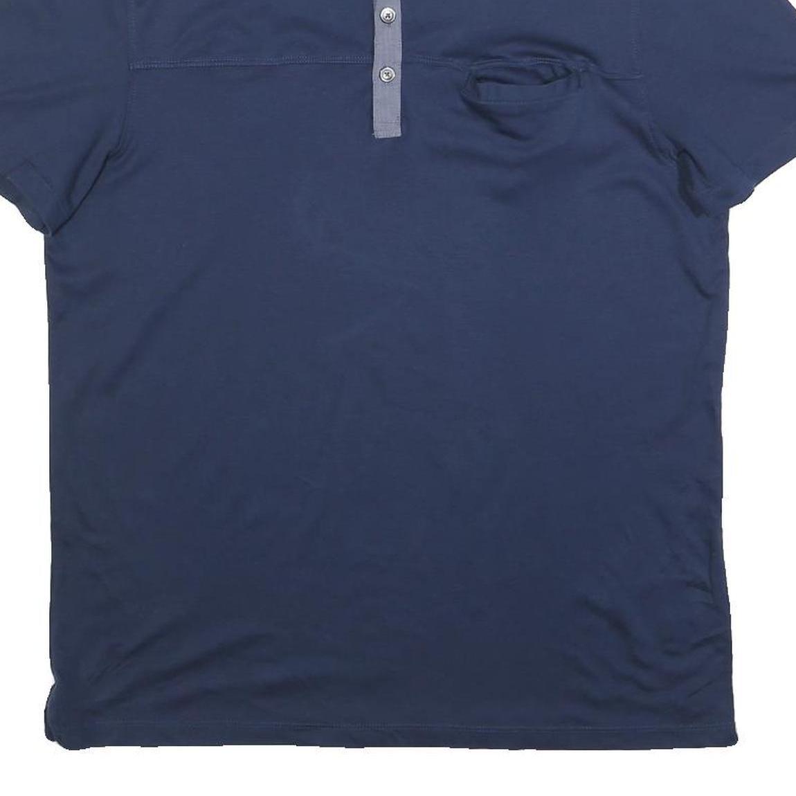 CALVIN KLEIN Mens Blue Shirt Collar Short Sleeve Plain M Cotton Blend Polo