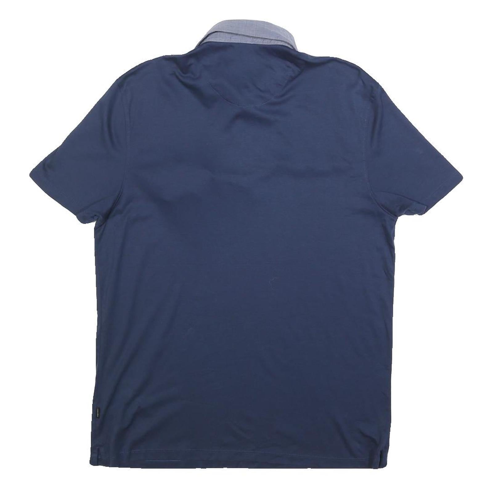 CALVIN KLEIN Mens Blue Shirt Collar Short Sleeve Plain M Cotton Blend Polo