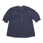 JOULES Womens Navy Blue Cotton Ruffle Sleeve Shirt UK 12 Button Neck