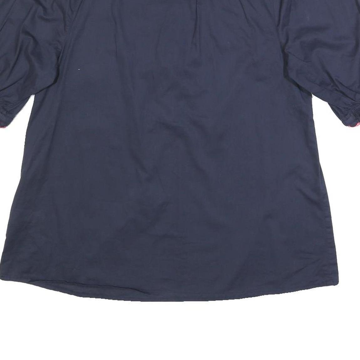 JOULES Womens Navy Blue Cotton Ruffle Sleeve Shirt UK 12 Button Neck