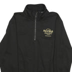 HARD ROCK CAFE Mens Black 1/4 Zip Sweatshirt L Polyester Blend Pullover