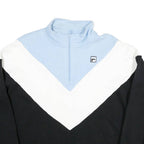 FILA Mens Blue & White & Black Zip Collar XL Cotton Blend Sweatshirt Retro