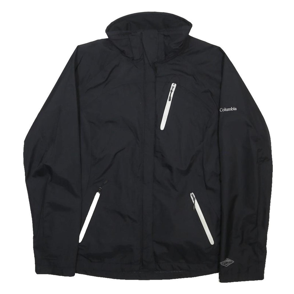 COLUMBIA Womens Black Outdoor Jacket L Nylon Plain Zip Hooded Sportswear